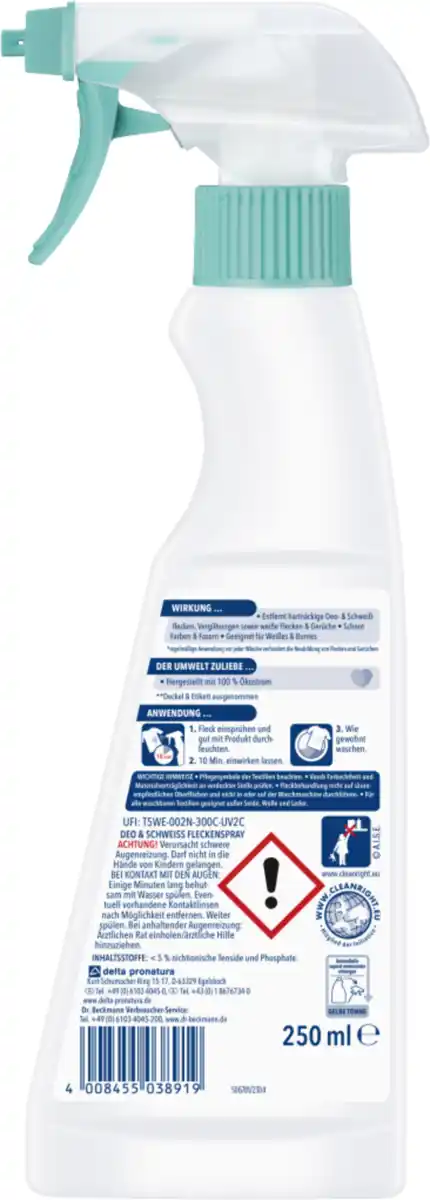 Bild 2 von Dr. Beckmann Deo & Schweiss Fleckenspray, 250 ml