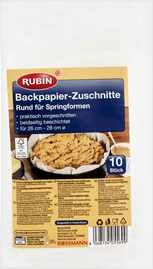 Bild 1 von RUBIN Backpapier-Zuschnitte rund für Springformen