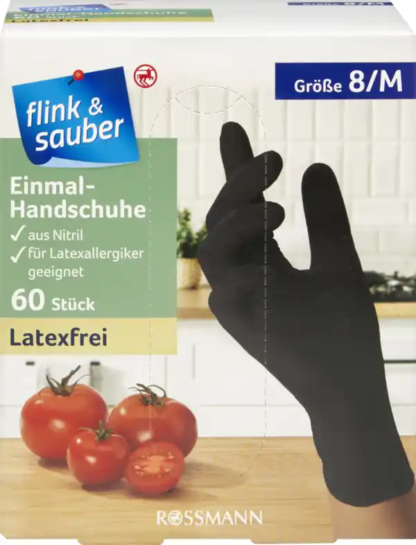 Bild 1 von flink & sauber Einmal-Handschuhe Nitril schwarz Gr. M