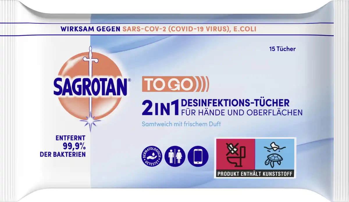 Bild 1 von Sagrotan 2in1 Desinfektions-Tücher Reisegröße
