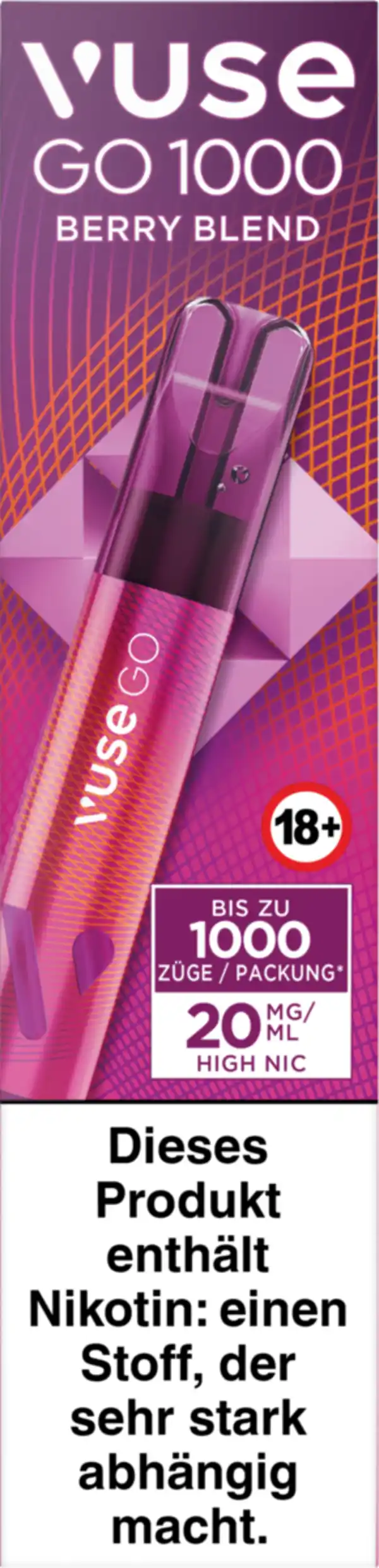 Bild 1 von Vuse GO 1000 Berry Blend Einweg E-Zigarette, 2 ml