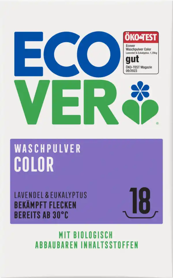 Bild 1 von Ecover Colorwaschmittel Pulver Lavendel & Eukalyptus 18 WL