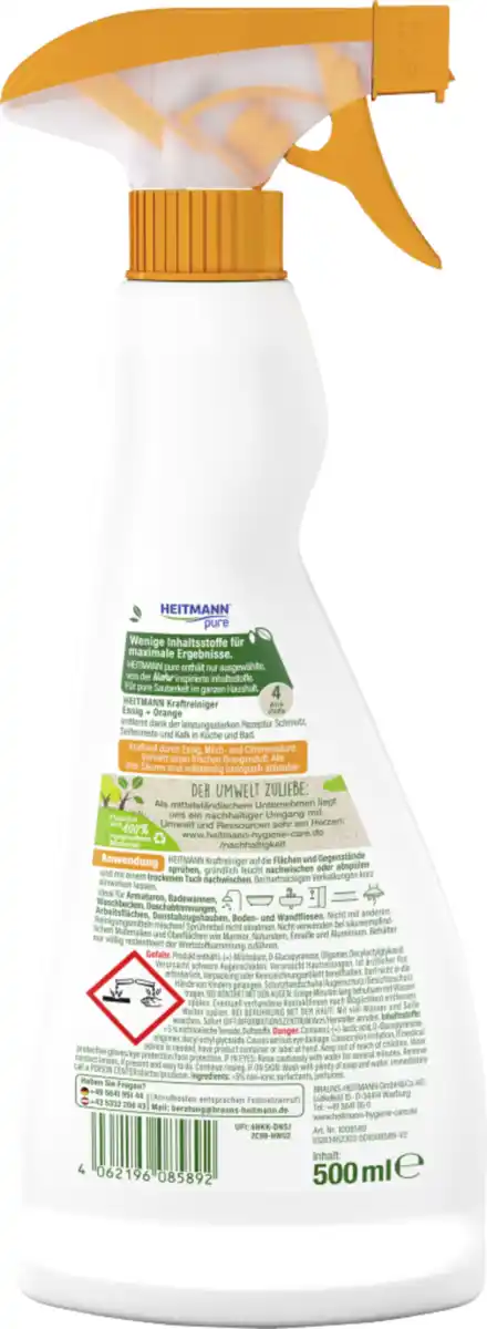 Bild 2 von Heitmann pure Kraftreiniger Essig + Orange, 500 ml