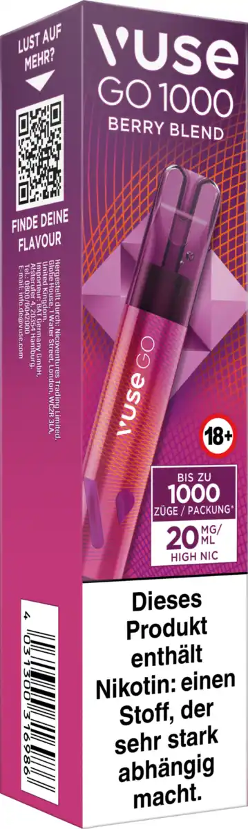 Bild 2 von Vuse GO 1000 Berry Blend Einweg E-Zigarette, 2 ml