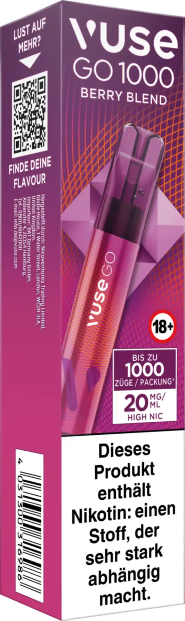 Bild 2 von Vuse GO 1000 Berry Blend Einweg E-Zigarette, 2 ml