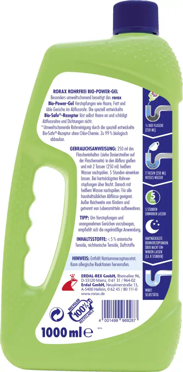 Bild 2 von rorax Rohrfrei Bio-Power-Gel, 1.000 ml