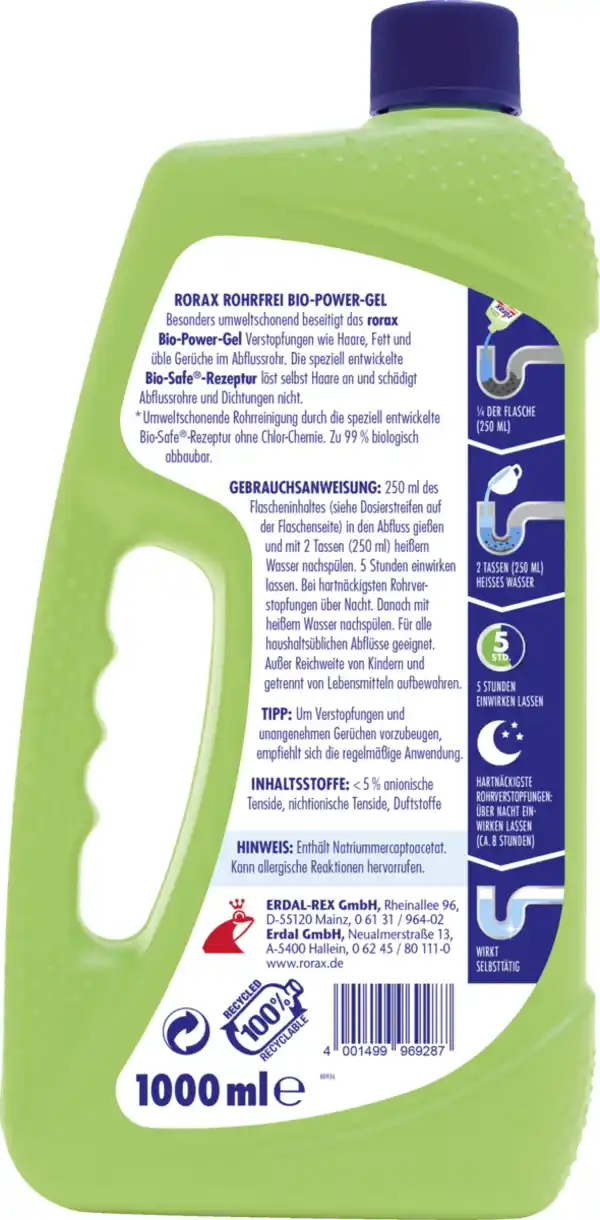 Bild 2 von rorax Rohrfrei Bio-Power-Gel, 1.000 ml