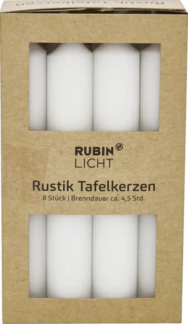 Bild 1 von RUBIN LICHT Rustik Tafelkerzen weiß