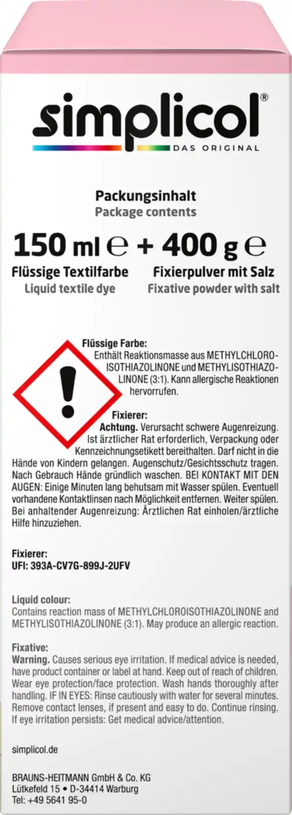 Bild 2 von simplicol Textilfarbe Intensiv Strawberry Cream