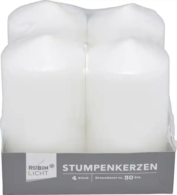 Bild 1 von RUBIN LICHT Stumpenkerzen 110/60 weiss