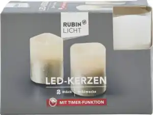 RUBIN LED-Kerzen rustik weiß/gold 2er Set