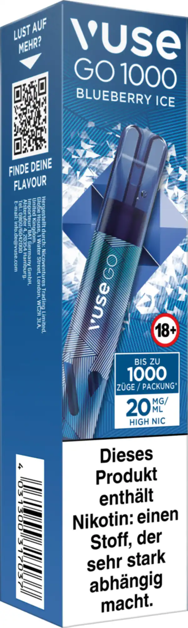 Bild 3 von Vuse GO 1000 Blueberry Ice Einweg E-Zigarette, 2 ml