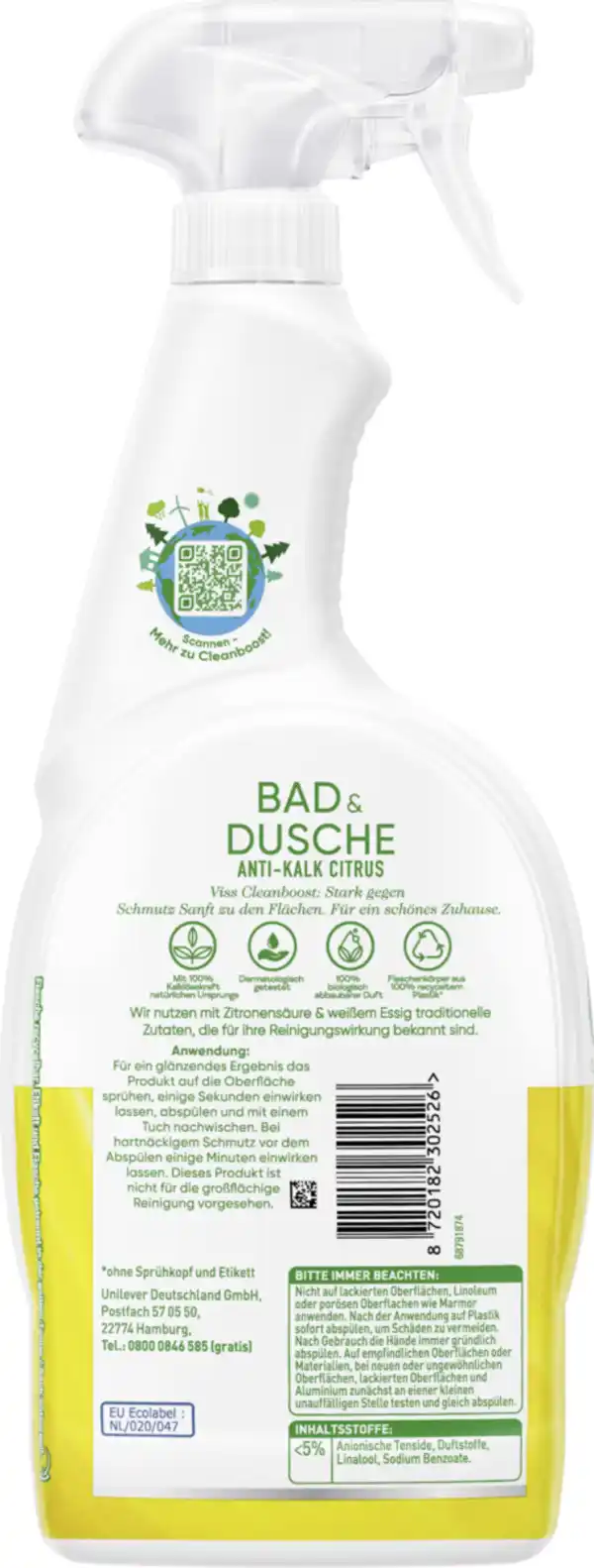 Bild 2 von Viss Cleanboost Bad & Dusche Anti-Kalk Citrus Reiniger Spray, 750 ml