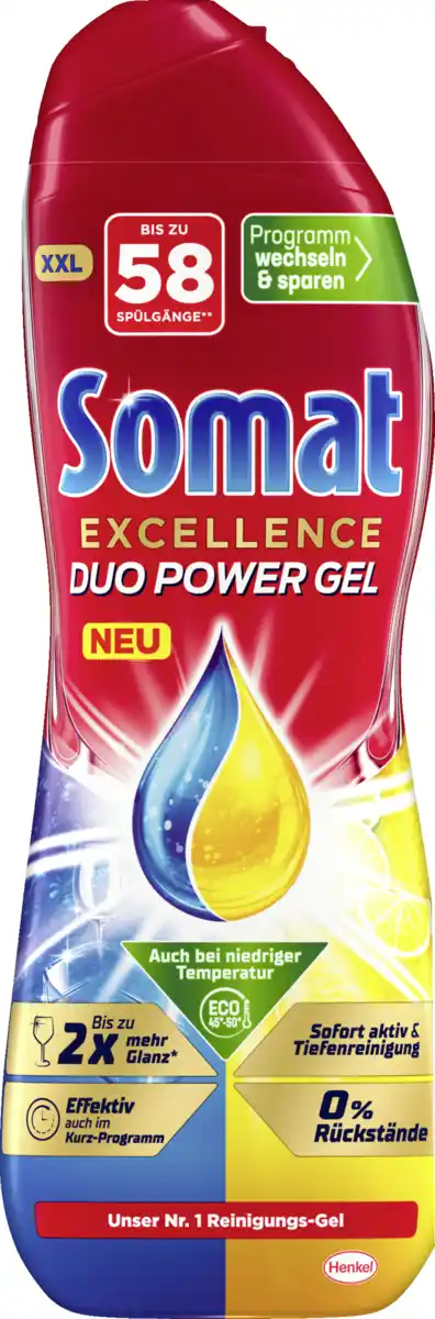 Bild 1 von Somat Excellence Duo Power Gel Zitrone & Limette, 928 ml