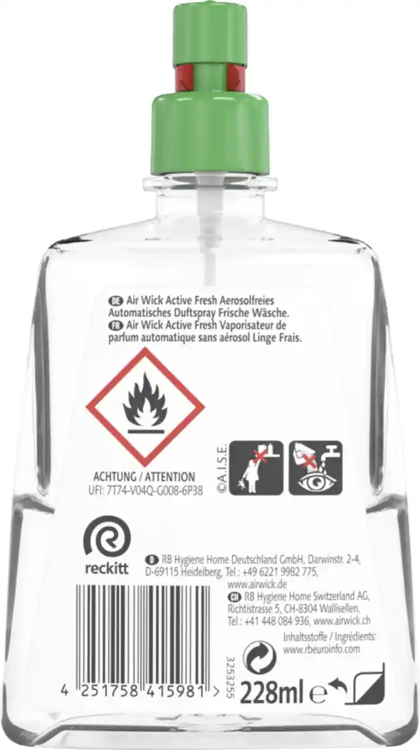 Bild 2 von Air Wick 24/7 Active Fresh Aerosolfreies Automatisches Duftspray Nachfüller Frische Wäsche, 228 ml