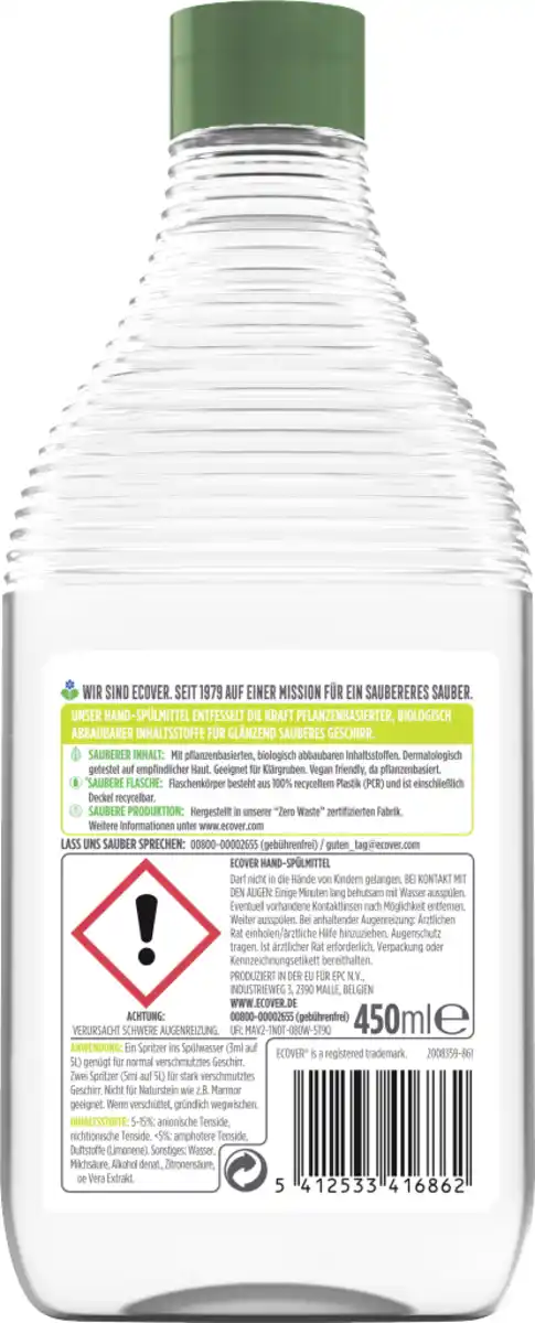 Bild 2 von Ecover Hand-Spülmittel Zitrone & Aloe Vera, 450 ml