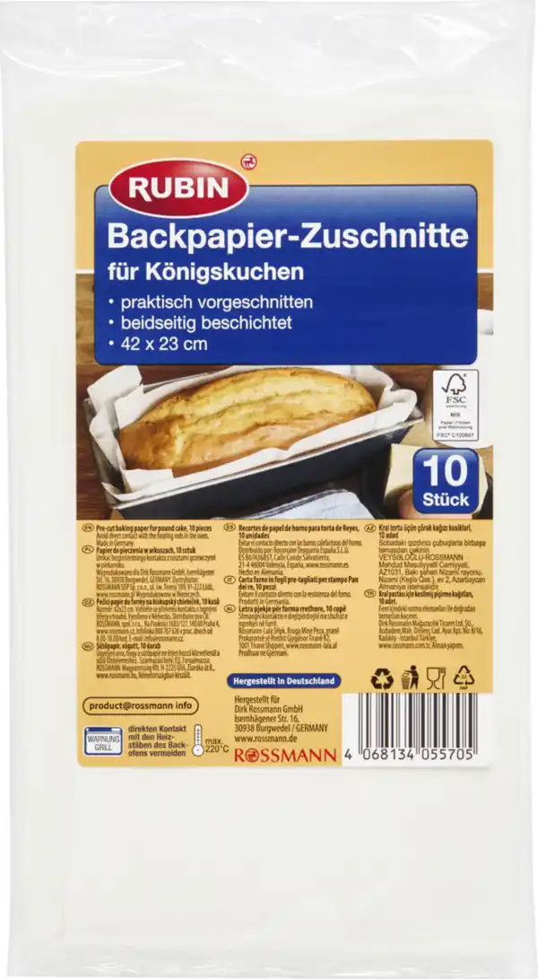 Bild 1 von RUBIN Backpapier-Zuschnitte für Königskuchen