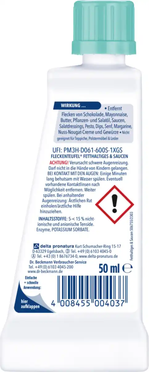 Bild 2 von Dr. Beckmann Fleckenteufel® Fetthaltiges & Saucen, 50 ml
