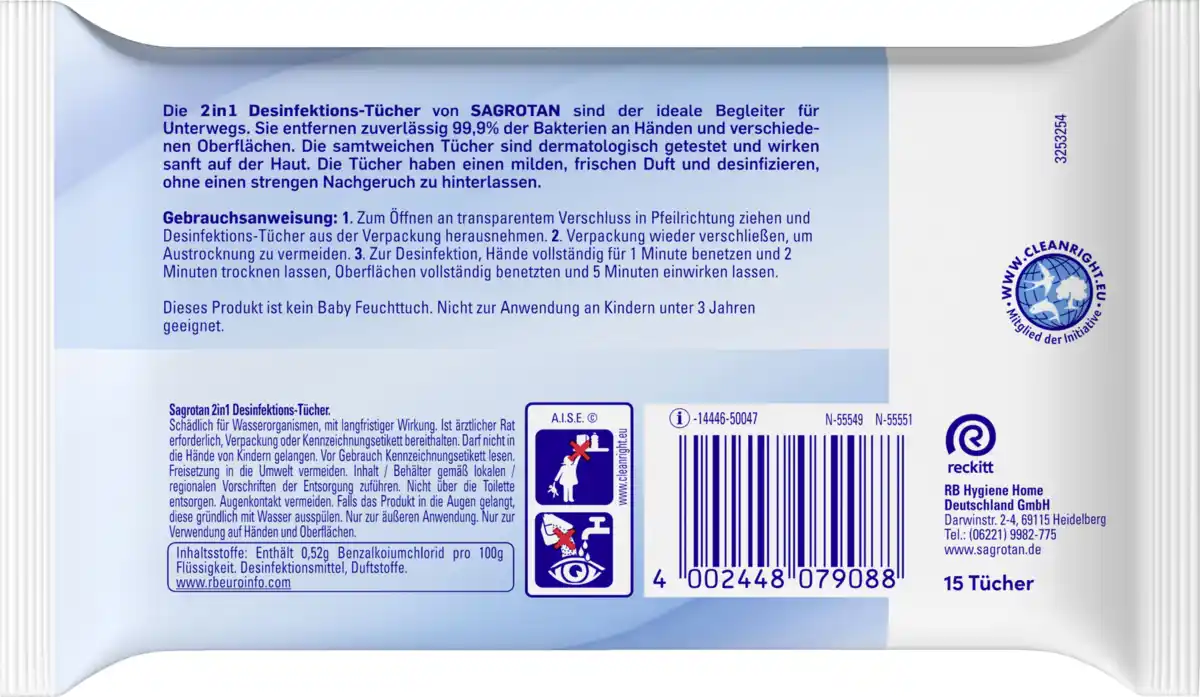 Bild 2 von Sagrotan 2in1 Desinfektions-Tücher Reisegröße