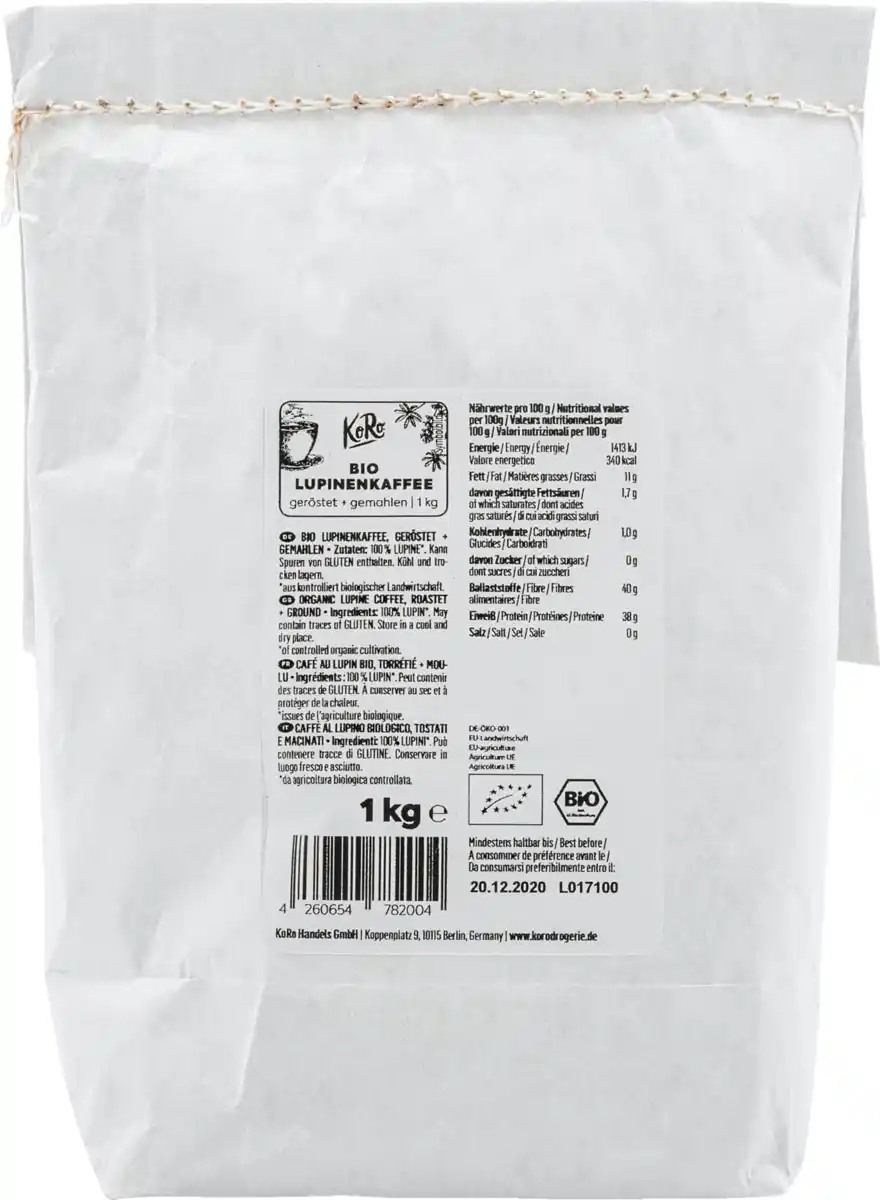 Bild 1 von KoRo Bio Lupinenkaffee geröstet & gemahlen, 1 kg