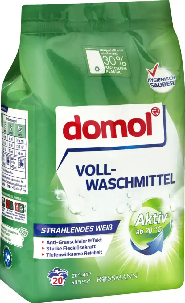 Bild 1 von domol Vollwaschmittel Pulver 20 WL