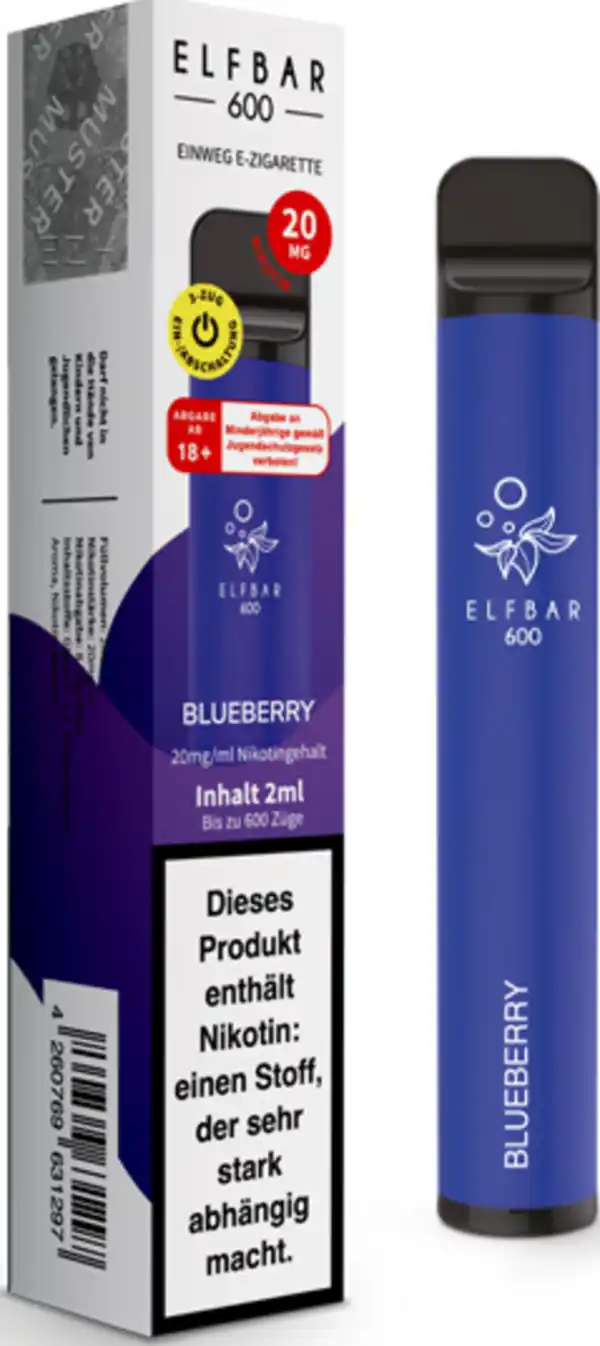 Bild 1 von Elfbar 600 CP Blueberry 20mg/ml, 2 ml 20mg Nikotin / Dosis