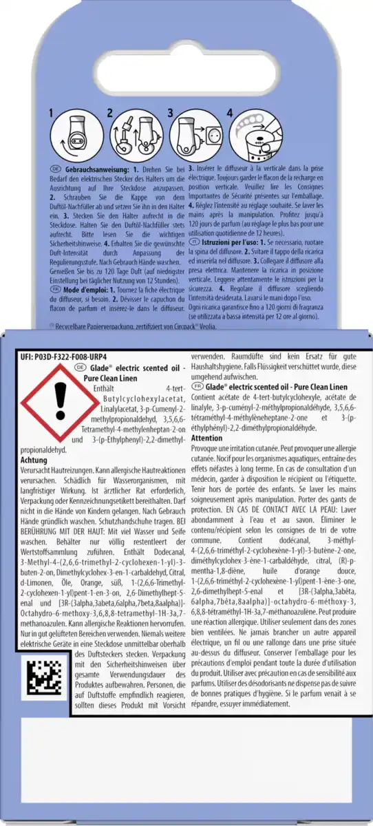 Bild 2 von Glade Electric Scented Oil Duftstecker Nachfüller Clean Linen, 20 ml