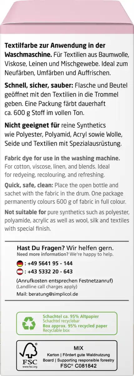 Bild 3 von simplicol Textilfarbe Intensiv Strawberry Cream