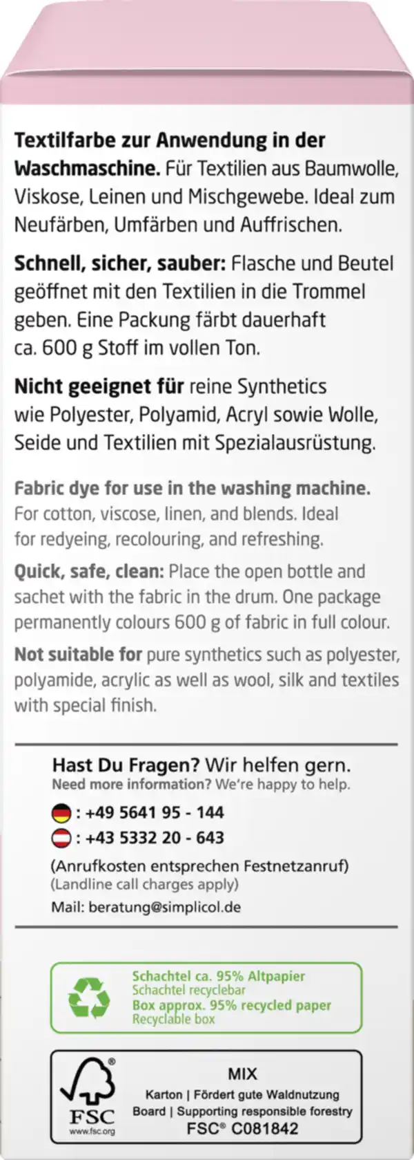 Bild 3 von simplicol Textilfarbe Intensiv Strawberry Cream