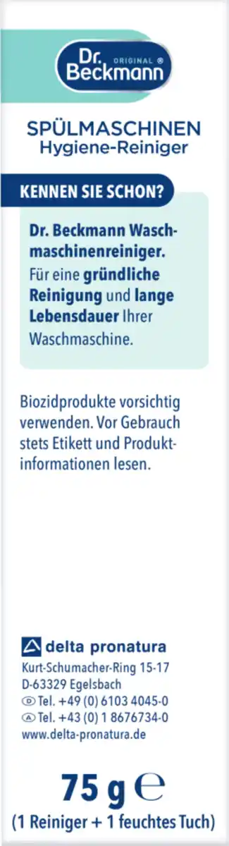 Bild 2 von Dr. Beckmann Spülmaschinen Hygiene-Reiniger, 75 g