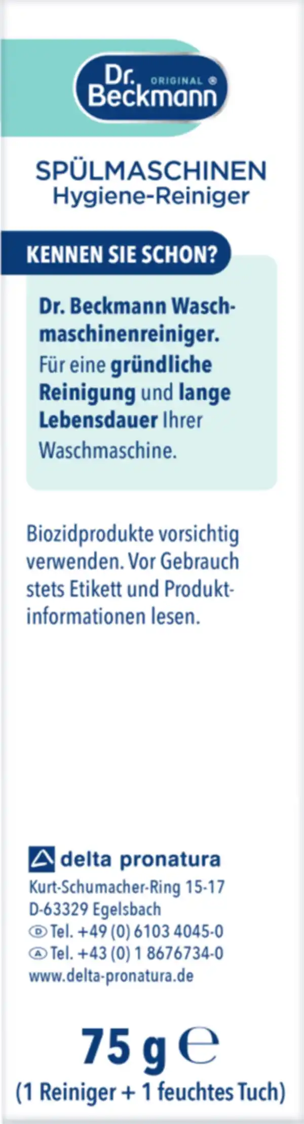 Bild 2 von Dr. Beckmann Spülmaschinen Hygiene-Reiniger, 75 g