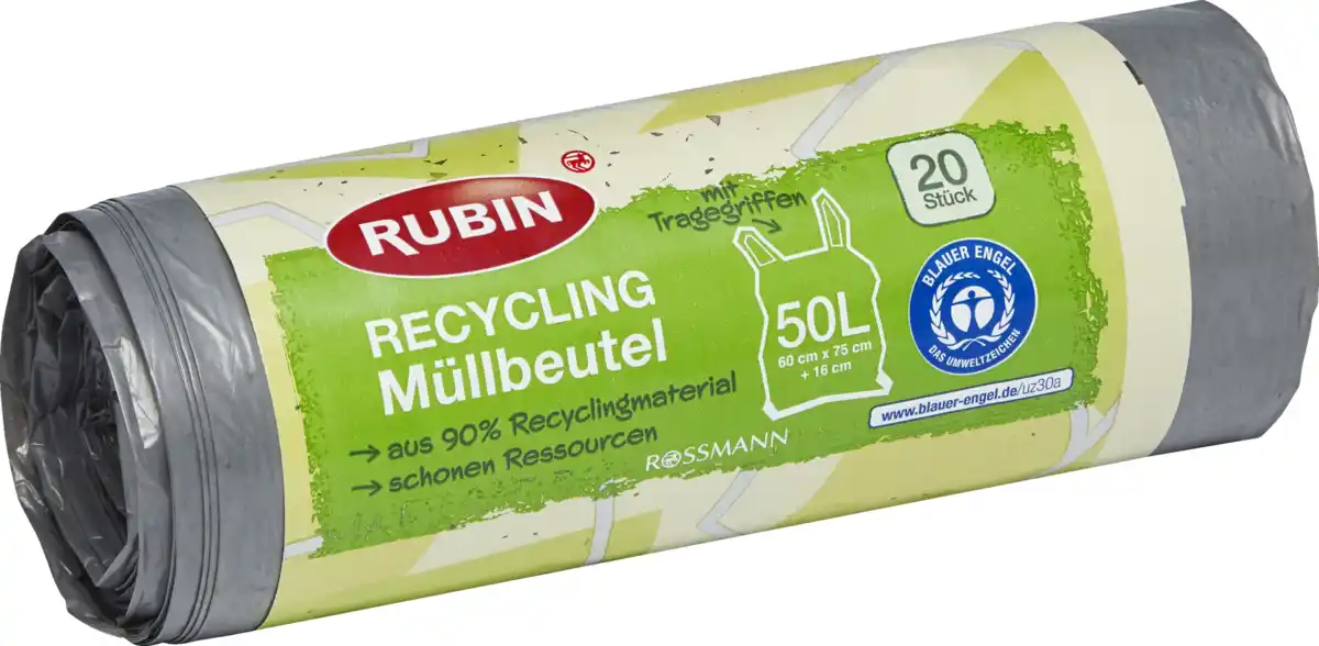Bild 1 von RUBIN Recycling Müllbeutel mit Tragegriff 50 l