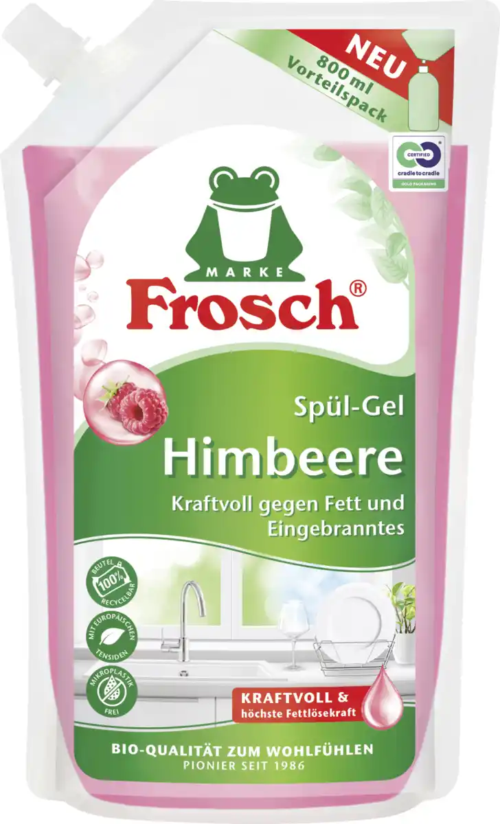 Bild 1 von Frosch Himbeere Spül-Gel Nachfüllbeutel, 800 ml
