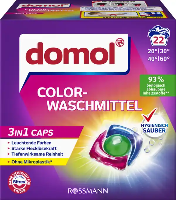 Bild 1 von domol 3in1 Caps Colorwaschmittel, 22 WL