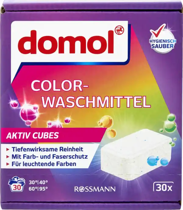 Bild 1 von domol Colorwaschmittel Aktiv Cubes 30 WL, 750 g