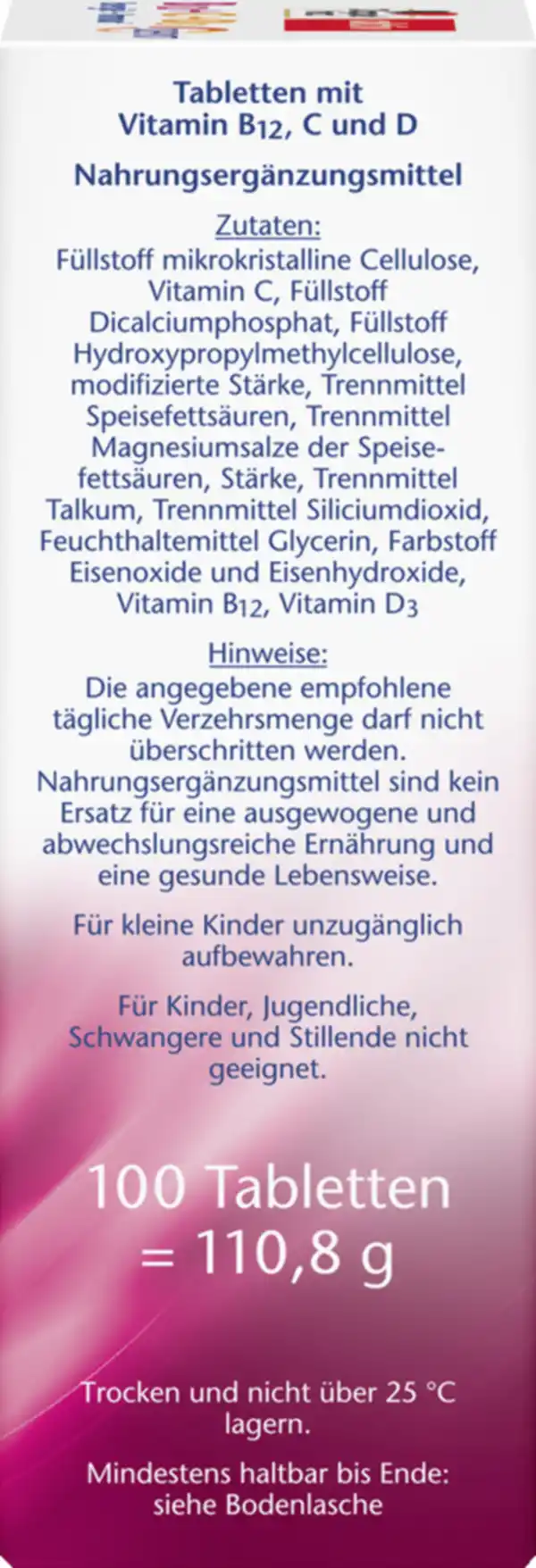 Bild 2 von Doppelherz Großpackung Doppelherz aktiv Vitamin B12 + C + D3 Depot Tabletten, 110 g