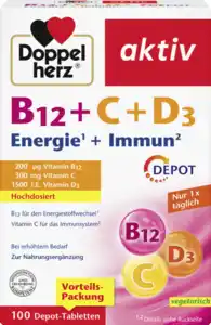 Doppelherz Großpackung Doppelherz aktiv Vitamin B12 + C + D3 Depot Tabletten, 110 g