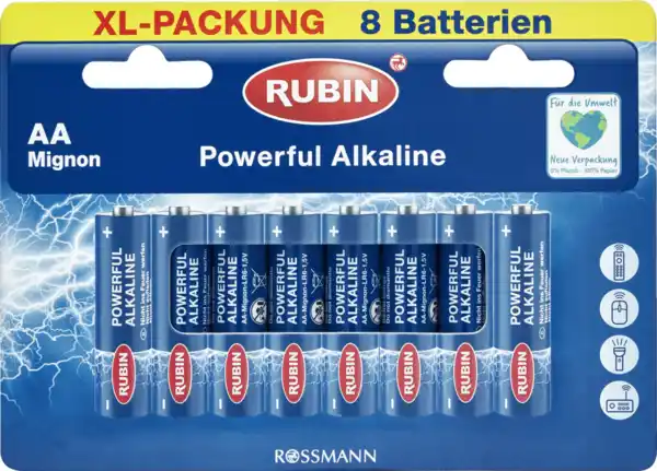 Bild 1 von RUBIN Powerful Alkaline Batterien AA