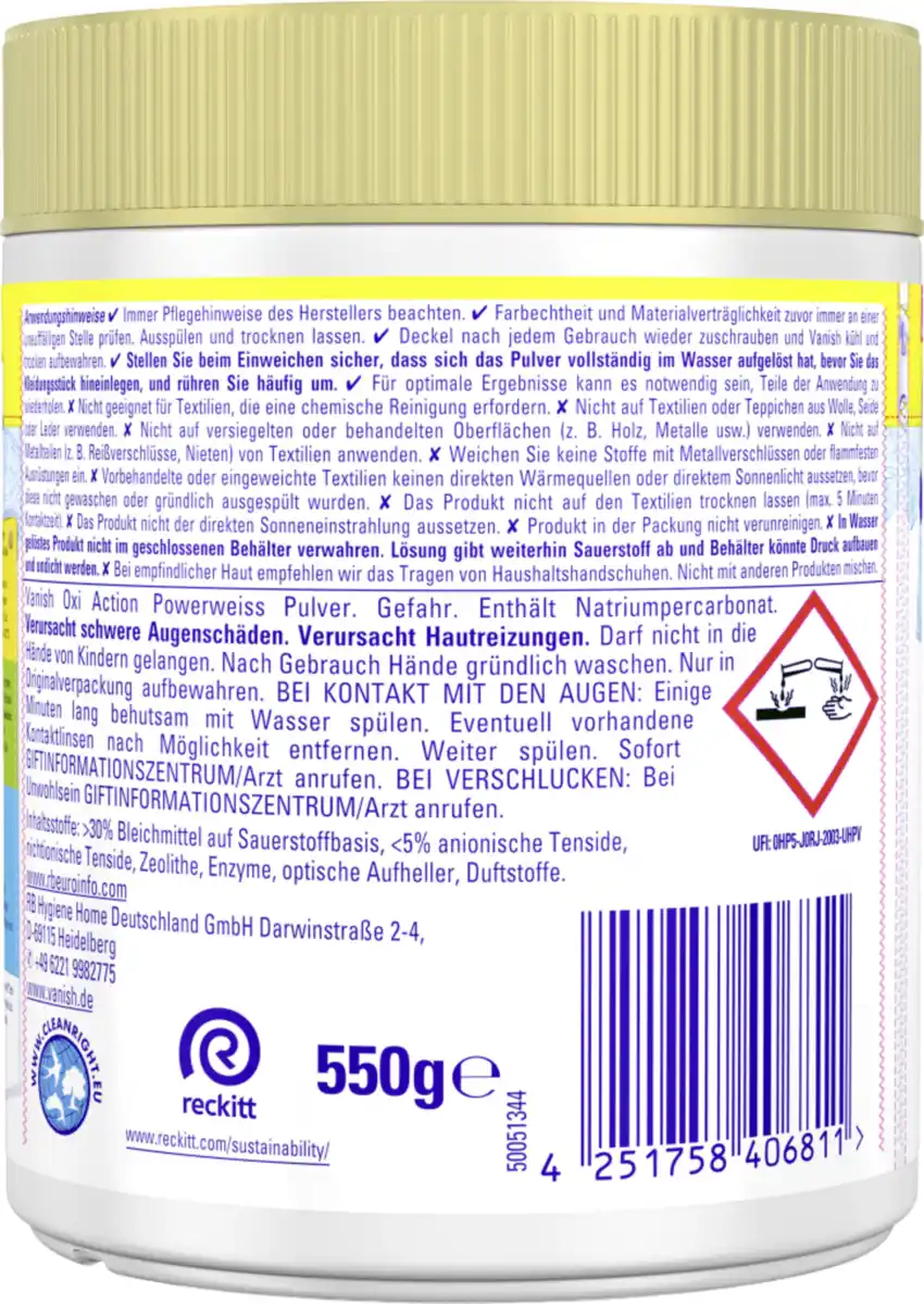 Bild 2 von Vanish Oxi Action Pulver Powerweiss, 550 g