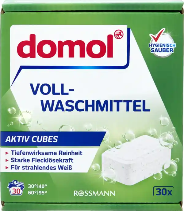 Bild 1 von domol Vollwaschmittel Aktiv Cubes 30 WL, 750 g