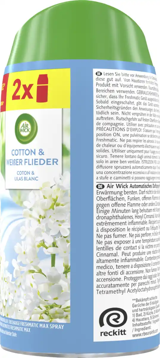Bild 2 von Air Wick Freshmatic Max Nachfüller Duopack Cotton & Weißer Flieder, 500 ml
