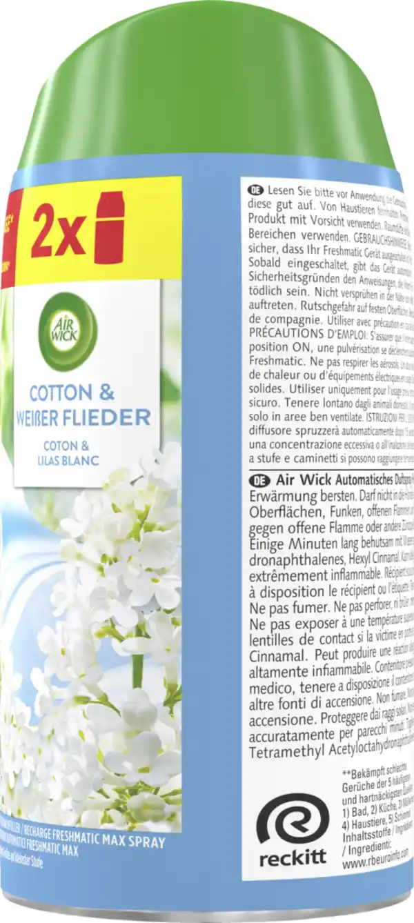 Bild 2 von Air Wick Freshmatic Max Nachfüller Duopack Cotton & Weißer Flieder, 500 ml