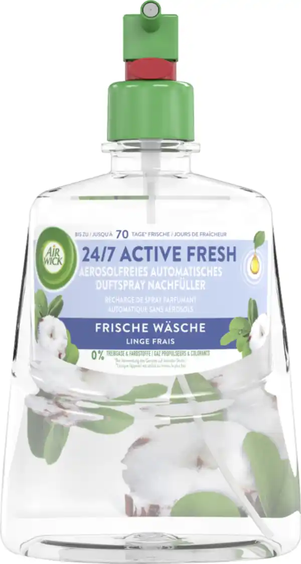 Bild 1 von Air Wick 24/7 Active Fresh Aerosolfreies Automatisches Duftspray Nachfüller Frische Wäsche, 228 ml