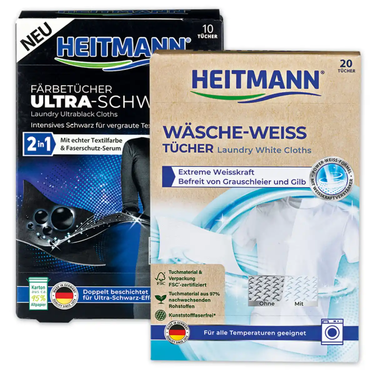 Bild 1 von Heitmann Färbetücher Ultra-Schwarz / Wäsche-Weiß Tücher