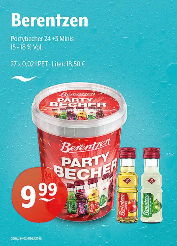 Bild 1 von Berentzen Partybecher 24 + 3 Minis 15 - 18 % Vol.