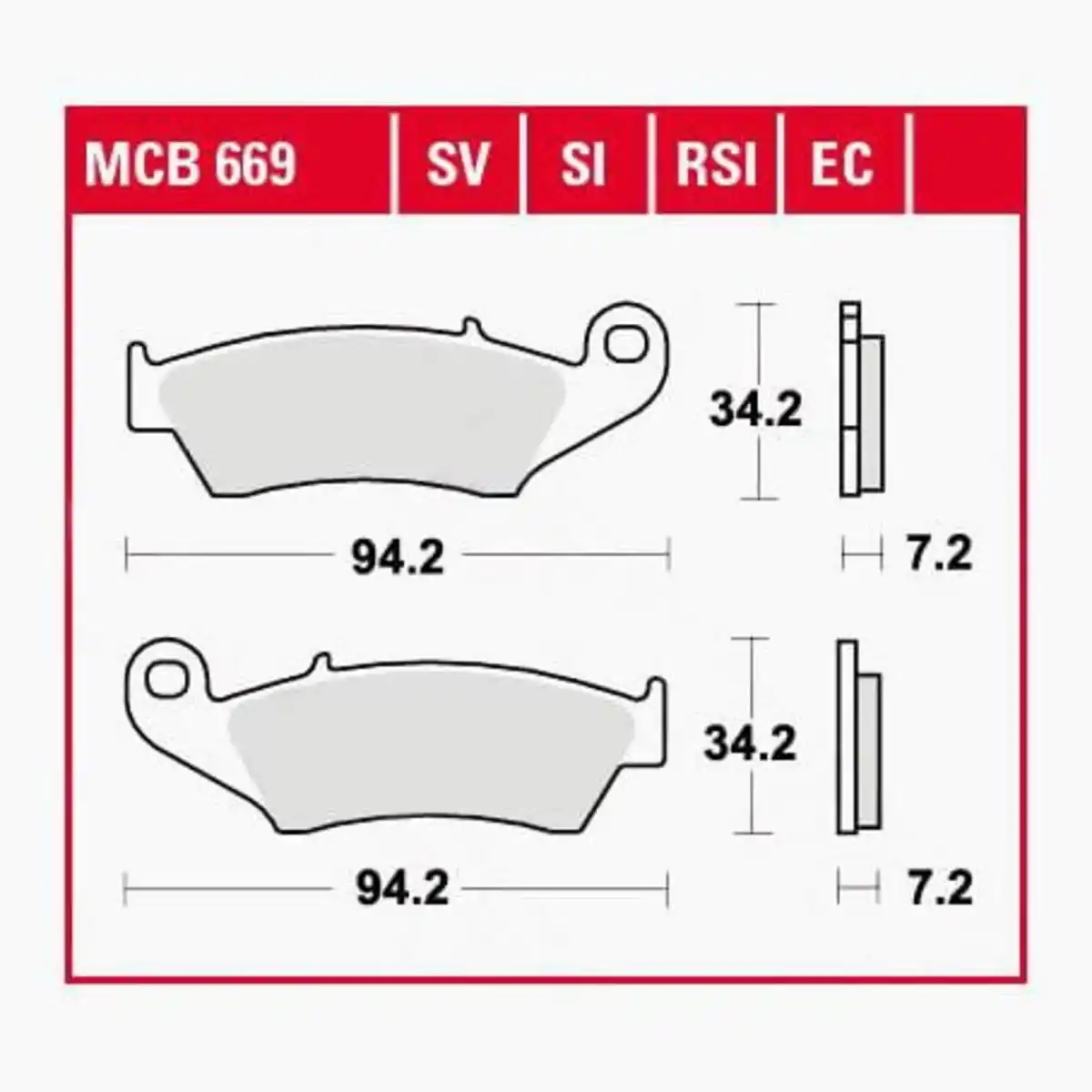 Bild 1 von TRW Lucas Bremsbeläge organisch ECO MCB669EC 94,2x34,2x7,2mm