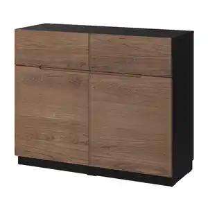 KLACKENÄS Sideboard, schwarz/Eichenfurnier braun las. 120x97 cm