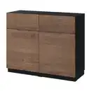 Bild 1 von KLACKENÄS Sideboard, schwarz/Eichenfurnier braun las. 120x97 cm