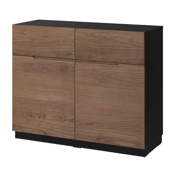 Bild 1 von KLACKENÄS Sideboard, schwarz/Eichenfurnier braun las. 120x97 cm