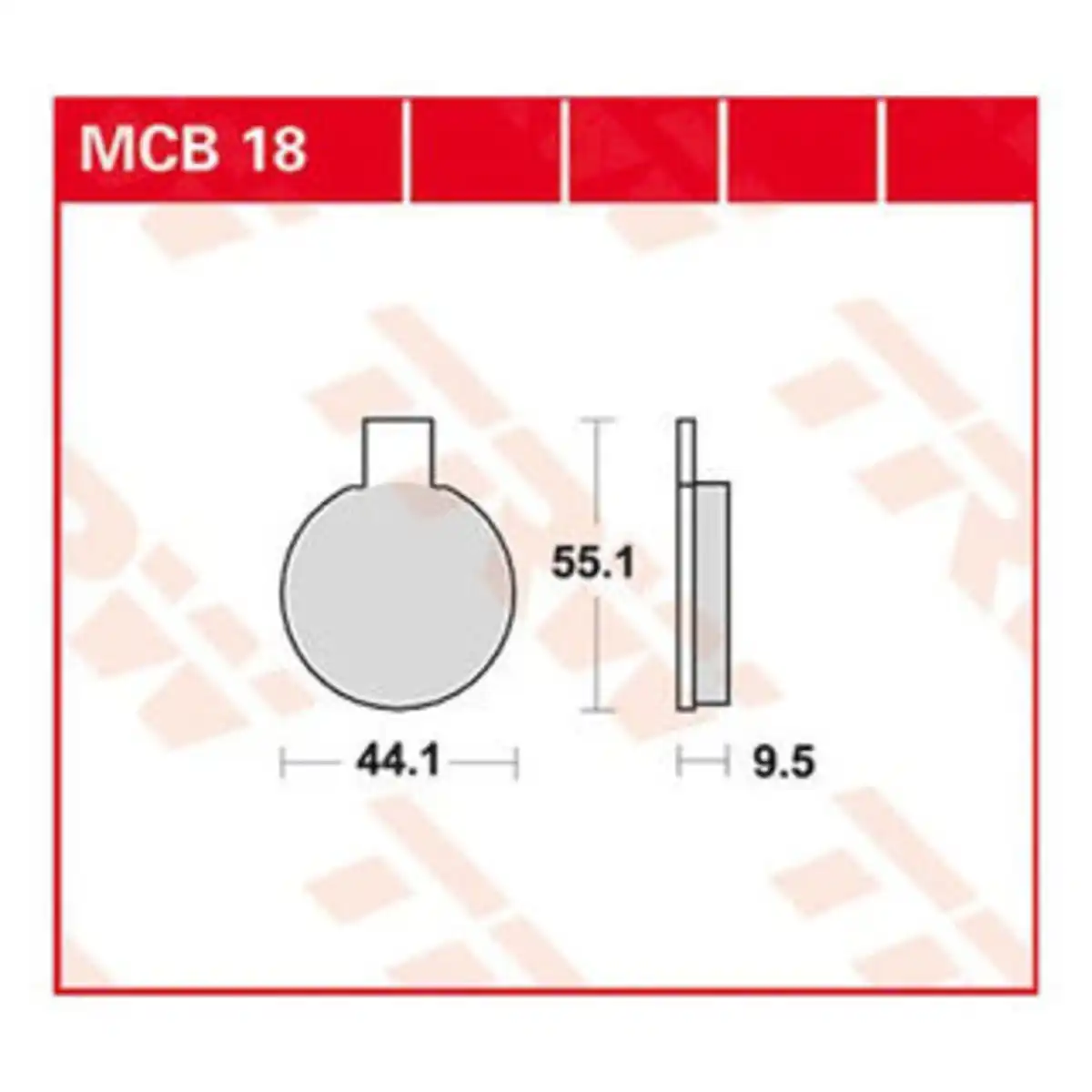 Bild 2 von TRW Lucas Bremsbeläge organisch MCB18 44,1x55,1x9,5mm